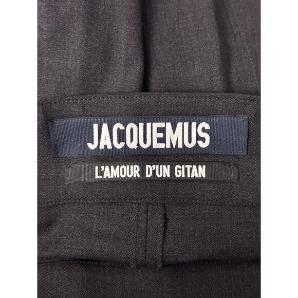 Jacquemus Pants 36 / US 4 Gray Suit Wool Ruched Stacked Runway Trouser Designer - Picture 6 of 8